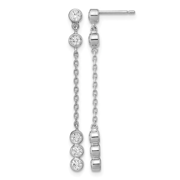 14K White Gold CZ  Chain Link Dangle Earrings - Birthstone Company