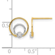 14K Polished White Rhodium CZ Double Circle Post Earrings - Birthstone Company