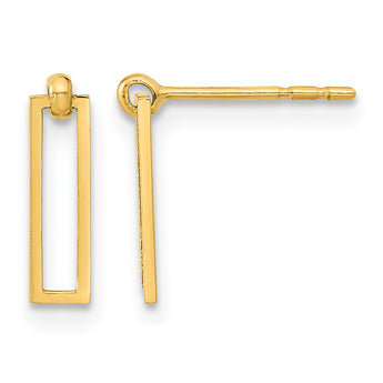 14K Polished Open Rectangle Dangle Post Earrings - Birthstone Company