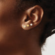 14K Polished Set of Ball Post Pearl and CZ Bezel 3 Pair Earrings Set - Birthstone Company