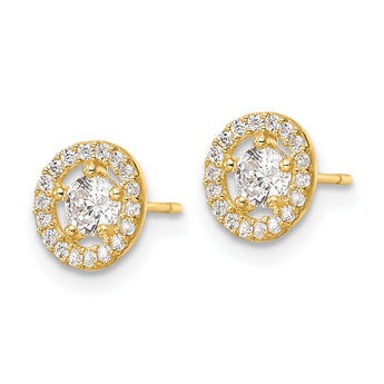 14k CZ Halo Stud Earrings - Birthstone Company
