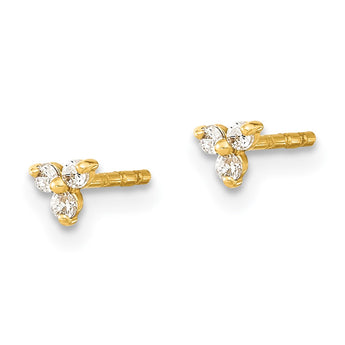 14K Polished CZ Triangle Post Earrings - Birthstone Company