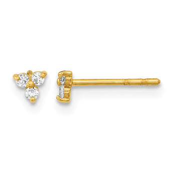 14K Polished CZ Triangle Post Earrings - Birthstone Company