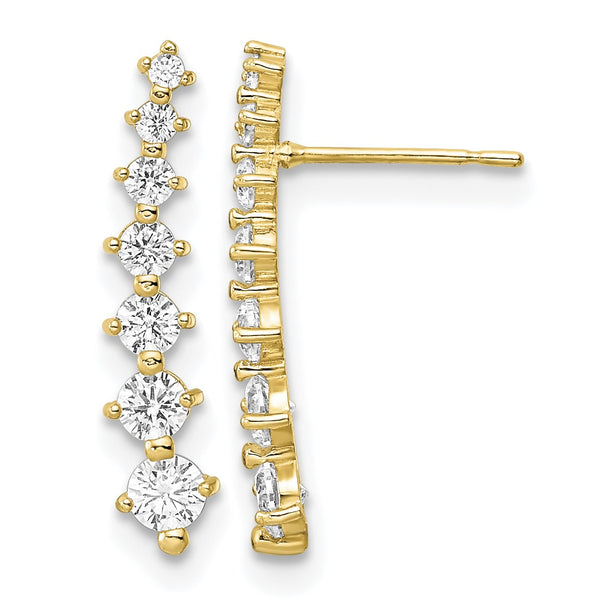 14K Polished White CZ Post Earrings - Birthstone Company