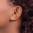 14K Polished Curved Bar CZ Post Earrings - Birthstone Company