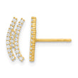 14K Polished Curved Bar CZ Post Earrings - Birthstone Company