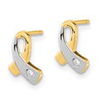 14K Gold White Rhodium CZ Awareness Post Earrings - Birthstone Company