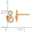 14k Two-tone Heart Post Earrings