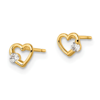 14k CZ Heart Post Earrings - Birthstone Company
