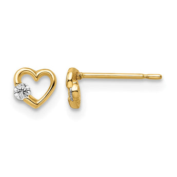 14k CZ Heart Post Earrings - Birthstone Company