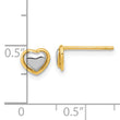 14KY w/White Rhodium Heart Post Earrings