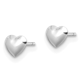 14K White Gold Polished Heart Post Stud Earrings - Birthstone Company