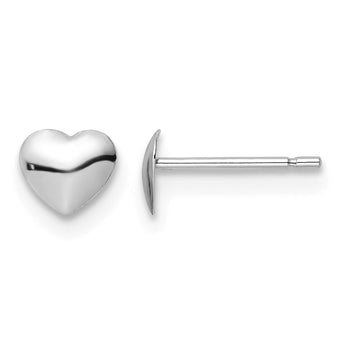 14K White Gold Polished Heart Post Stud Earrings - Birthstone Company
