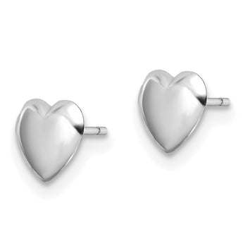 14K White Gold Polished Heart Post Earrings - Birthstone Company