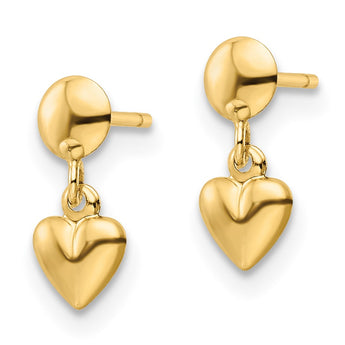14K Polished Heart Post Dangle Earrings - Birthstone Company