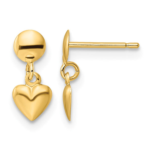 14K Polished Heart Post Dangle Earrings - Birthstone Company
