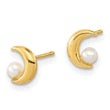 14K Polished Half Moon 2.5-3mm Freshwater Cultured Pearl Post Earrings - Birthstone Company