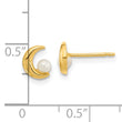 14K Polished Half Moon 2.5-3mm Freshwater Cultured Pearl Post Earrings