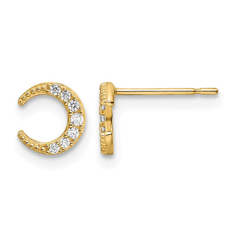 14k CZ Moon Post Earrings - Birthstone Company