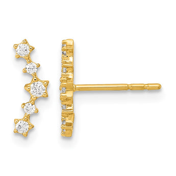 14K Polished Fancy CZ Post Earrings - Birthstone Company