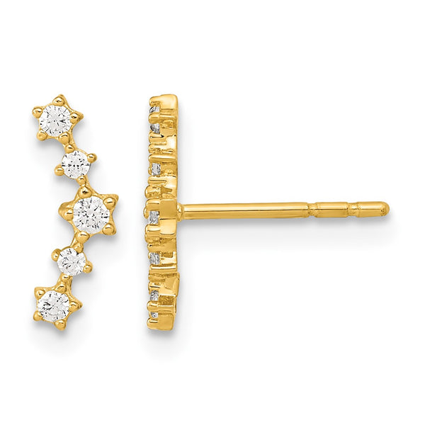14K Polished Fancy CZ Post Earrings - Birthstone Company