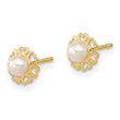 14K Polished Small Heart Petals with FW Cultured Pear Post Earrings - Birthstone Company
