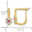 14K Polished Red and White CZ Flower Hoop Earrings - Birthstone Company