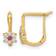 14K Polished Red and White CZ Flower Hoop Earrings - Birthstone Company