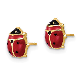 14k Polished Enameled Large Ladybug Post Earrings - Birthstone Company