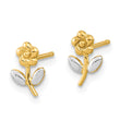 14K and Rhodium Flower Post Earrings - Birthstone Company