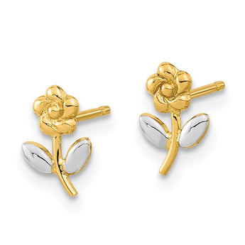 14K and Rhodium Flower Post Earrings - Birthstone Company