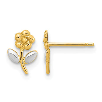 14K and Rhodium Flower Post Earrings - Birthstone Company