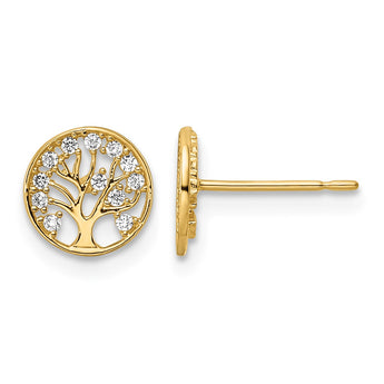 14k CZ Tree of Life Post Earrings - Birthstone Company