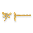 14K Polished Dragonfly with CZ Post Earrings - Birthstone Company