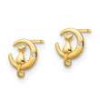 14k CZ Cat on the Moon Post Earrings - Birthstone Company