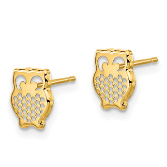 14K Gold Textured Owl Post Earrings - Birthstone Company