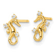14k Yellow Gold Polished CZ Seahorse Post Earrings - Birthstone Company