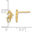 14k Yellow Gold Polished CZ Seahorse Post Earrings - Birthstone Company