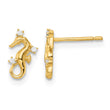 14k Yellow Gold Polished CZ Seahorse Post Earrings - Birthstone Company