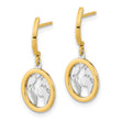14K Polished White Rhodium Earth Dangle Earrings - Birthstone Company