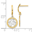 14K Polished White Rhodium Earth Dangle Earrings - Birthstone Company