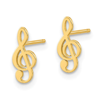 14K Polished Treble Clef Note Post Earrings - Birthstone Company