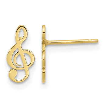 14K Polished Treble Clef Note Post Earrings - Birthstone Company