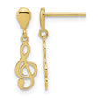 14K Polished Treble Clef Dangle Earrings - Birthstone Company