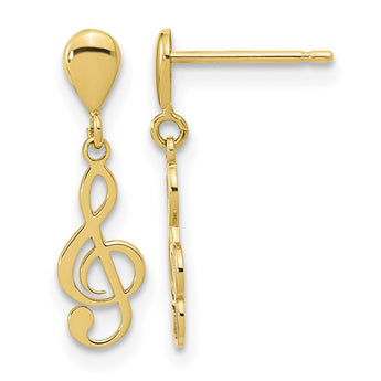 14K Polished Treble Clef Dangle Earrings - Birthstone Company