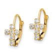 14k CZ Polished Leverback Cross Earrings - Birthstone Company