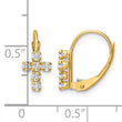 14k CZ Polished Leverback Cross Earrings - Birthstone Company