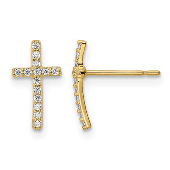 14k CZ Cross Post Earrings - Birthstone Company
