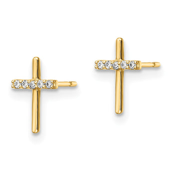 14k CZ Cross Post Earrings - Birthstone Company