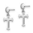 14K White Gold Polished Cross Post Dangle Earrings